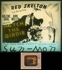 8z146 WATCH THE BIRDIE glass slide '50 wonderful art of photographer Red Skelton by Al Hirschfeld!