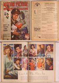 8z072 MOTION PICTURE magazine December 1943, Army officer Alan Ladd holding Christmas presents!