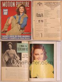 8z061 MOTION PICTURE magazine January 1943, portrait of cowgirl Paulette Goddard showing leg!