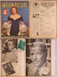8z063 MOTION PICTURE magazine March 1943, portrait of Greer Garson with her two dogs!