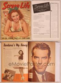 8z043 SCREEN LIFE magazine July 1940, Joan Blondell in low-cut bathing suit laying in sand!