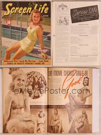 8z047 SCREEN LIFE magazine November 1940, Sonja Henie in swimsuit sitting on diving board!