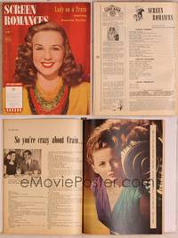 8z079 SCREEN ROMANCES magazine July 1945, smiling portrait of Deanna Durbin in Lady on a Train!
