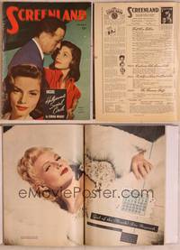 8z094 SCREENLAND magazine October 1947, Humphrey Bogart & Lauren Bacall in Dark Passage by Richee!