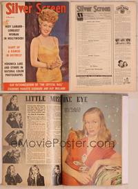 8z050 SILVER SCREEN magazine February 1943, smiling Betty Grable in slinky yellow evening gown!