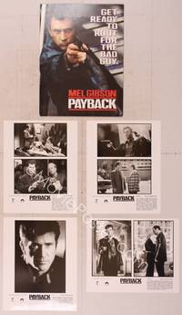 8z173 PAYBACK presskit '98 get ready to root for the bad guy Mel Gibson, great close up with gun!