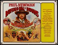 9a290 BUFFALO BILL & THE INDIANS 1/2sh '76 art of Paul Newman as William F. Cody by Willardson!