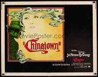 9a311 CHINATOWN 1/2sh '74 great art of smoking Jack Nicholson & Faye Dunaway, Roman Polanski