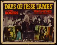 9a337 DAYS OF JESSE JAMES style A 1/2sh '39 Roy Rogers, image of James robbing a train!