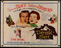 9a343 DESK SET 1/2sh '57 Spencer Tracy & Katharine Hepburn make the office a wonderful place!