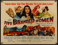 9a371 FIVE BRANDED WOMEN 1/2sh '60 Silvana Mangano, Vera Miles, Barbara Bel Geddes, Jeanne Moreau