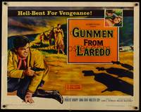 9a412 GUNMEN FROM LAREDO 1/2sh '59 western action art of cowboy drawing gun in gunfight!