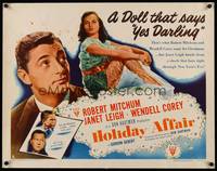 9a434 HOLIDAY AFFAIR 1/2sh '49 sexy Janet Leigh is just what Robert Mitchum wants for Christmas!