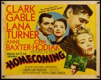9a436 HOMECOMING style B 1/2sh '48 close up of Clark Gable & Lana Turner, Anne Baxter, John Hodiak
