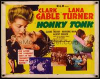 9a439 HONKY TONK style A 1/2sh R55 Clark Gable & Lana Turner, every kiss a thrill!