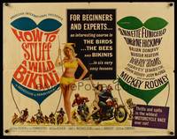 9a444 HOW TO STUFF A WILD BIKINI 1/2sh '65 Annette Funicello, Buster Keaton, motorcycle action art