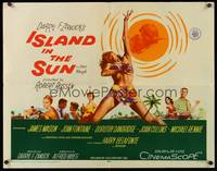 9a455 ISLAND IN THE SUN 1/2sh '57 James Mason, Joan Fontaine, Dorothy Dandridge, Harry Belafonte!