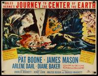 9a465 JOURNEY TO THE CENTER OF THE EARTH 1/2sh '59 Jules Verne, great sci-fi monster artwork!