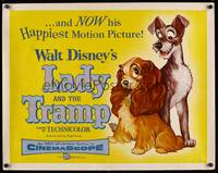 9a483 LADY & THE TRAMP 1/2sh '55 Walt Disney romantic canine dog classic cartoon!