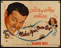 9a523 MAKE YOUR OWN BED style A 1/2sh '44 wacky artwork image of Jack Carson & Jane Wyman!