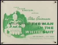 9a527 MAN IN THE WHITE SUIT 1/2sh '52 wacky art of scientist inventor Alec Guinness in laboratory!