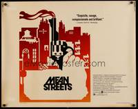 9a538 MEAN STREETS 1/2sh '73 Robert De Niro, Martin Scorsese, cool artwork of hand holding gun!