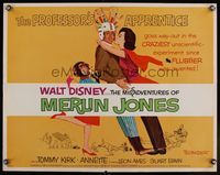 9a545 MISADVENTURES OF MERLIN JONES 1/2sh '64 Disney, wacky art of Annette Funicello, Kirk & chimp