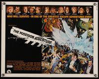 9a598 POSEIDON ADVENTURE 1/2sh '72 cool artwork of Gene Hackman escaping by Mort Kunstler!