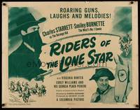 9a623 RIDERS OF THE LONE STAR 1/2sh '47 art of Starrett as The Durango Kid with Smiley Burnette!