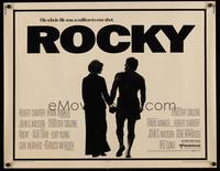 9a629 ROCKY 1/2sh '77 boxer Sylvester Stallone holding hands with Talia Shire, boxing classic!