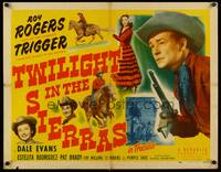 9a748 TWILIGHT IN THE SIERRAS style B 1/2sh '50 images of Roy Rogers riding Trigger, Dale Evans!