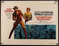 9a751 TWO MULES FOR SISTER SARA 1/2sh '70 art of gunslinger Clint Eastwood & Shirley MacLaine!