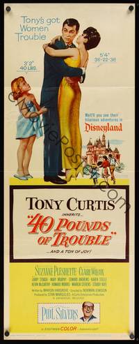 9b005 40 POUNDS OF TROUBLE  insert '63 Tony Curtis has women trouble, Suzanne Pleshette!