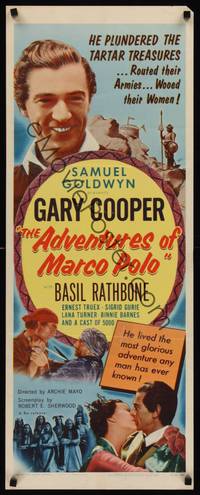 9b013 ADVENTURES OF MARCO POLO  insert R54 Gary Cooper, Basil Rathbone, John Ford