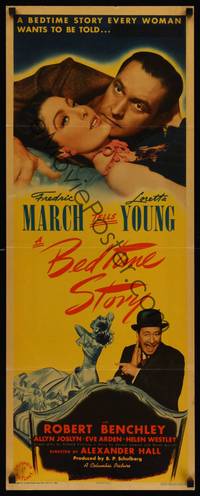 9b058 BEDTIME STORY   insert '41 romantic close up of Fredric March & sexy Loretta Young!