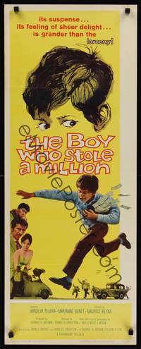 9b078 BOY WHO STOLE A MILLION  insert '60 Maurice Reyna, wacky art of boy running w/money!