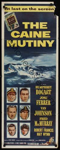 9b092 CAINE MUTINY  insert '54 art of Humphrey Bogart, Jose Ferrer, Van Johnson & Fred MacMurray!