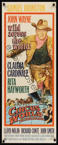 9b116 CIRCUS WORLD  insert '65 Claudia Cardinale, John Wayne is wild across the world!