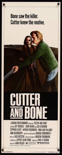 9b134 CUTTER & BONE  insert '81 Jeff Bridges saw the killer, one-eyed John Heard knew the motive!