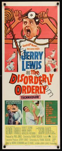 9b148 DISORDERLY ORDERLY  insert '65 artwork of wackiest hospital nurse Jerry Lewis!