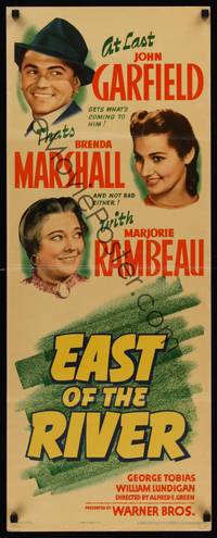 9b159 EAST OF THE RIVER  insert '40 John Garfield in New York City gets what's coming to him!