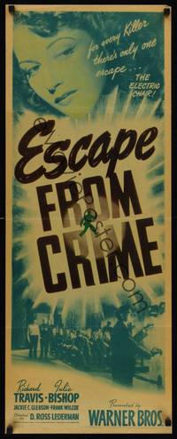 9b162 ESCAPE FROM CRIME  insert '42 Richard Travis, sexy Julie Bishop, cool crime image!
