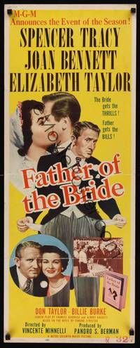 9b171 FATHER OF THE BRIDE   insert '50 Liz Taylor in wedding gown & broke Spencer Tracy!