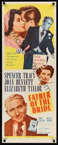 9b172 FATHER OF THE BRIDE   insert R62 art of Liz Taylor & broke Spencer Tracy!