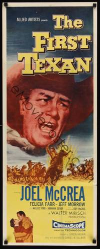 9b174 FIRST TEXAN  insert '56 great close up image of cowboy Joel McCrea, plus Felicia Farr!