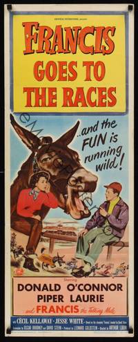 9b182 FRANCIS GOES TO THE RACES  insert '51 Donald O'Connor & talking mule, horse racing!