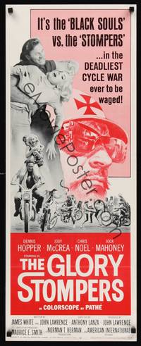 9b204 GLORY STOMPERS  insert '67 AIP biker, Dennis Hopper, wild image of bikers on the rampage!