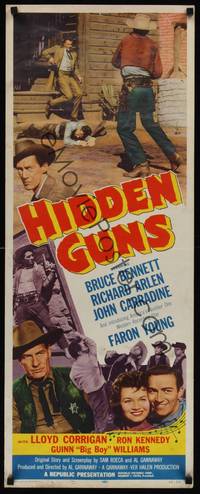 9b233 HIDDEN GUNS  insert '56 Bruce Bennett, Richard Arlen, John Carradine, Faron Young!