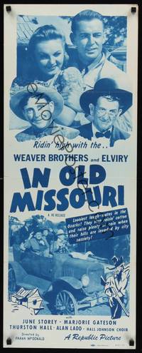 9b255 IN OLD MISSOURI  insert R50 Weaver Brothers & Elviry, cool hillbilly artwork!