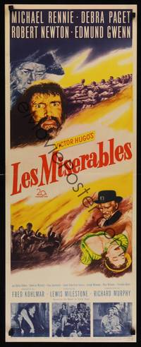 9b300 LES MISERABLES   insert '52 Michael Rennie as Jean Valjean, Debra Paget, Victor Hugo!
